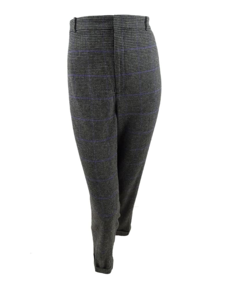 Front of a model wearing a size 16 W Ralph Lauren Women's Straight Wool Blend Pants Purple 16 W in Purple by Ralph Lauren. | dia_product_style_image_id:311392